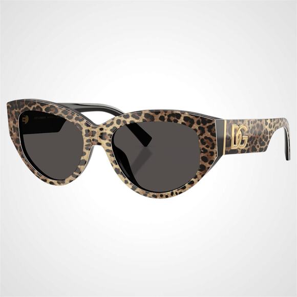 New Dolce &amp; Gabbana Sunglasses Black Brown Leopard Acetate Cat Eye Gold